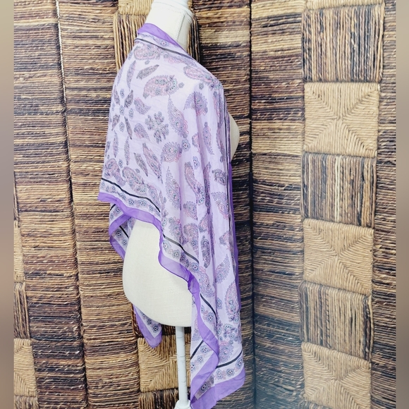 Paisley Print Multi-color Purple Scarf Wrap Shawl size 60" x 20" - Picture 3 of 5